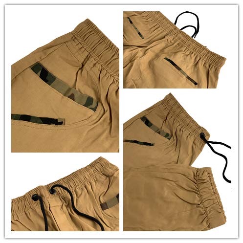 Mens Fashion Athletic Joggers Pants - Sweatpants Trousers Cotton Cargo Pants Mens Long Pants Khaki