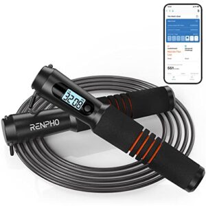 RENPHO Smart Jump Rope, Fitness Skipping Rope with APP Data Analysis, Workout Ropes for Home Gym, Crossfit, Jumping Counter Exercise Men, Women