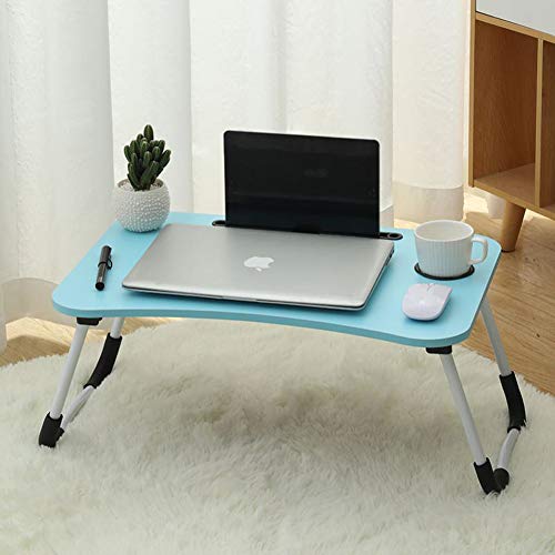 Lap Desk with Storage Drawer, Cup and Phone Holder, Laptop Bed Tray Table, 23.6" Foldable Laptop Desk, Laptop Stand for Working, Writing, Gaming and Drawing (23", Blue)