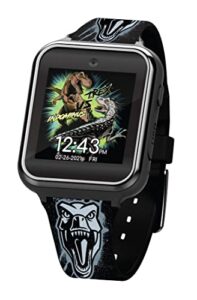 accutime kids jurassic park jurassic world black educational learning touchscreen smart watch toy for boys, girls, toddlers - selfie cam, learning games, alarm, calculator and more (model: jrw4041az)