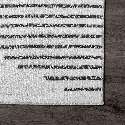 nuLOOM Romina Machine Washable Diamond Stripes Area Rug, 4x6, White