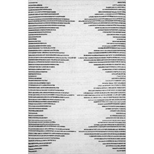 nuLOOM Romina Machine Washable Diamond Stripes Area Rug, 4x6, White