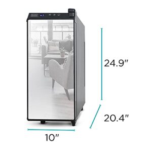 BLACK+DECKER Thermoelectric Wine Cooler Refrigerator with Mirrored Front, Freestanding 12 Bottle Wine Fridge, BD60336