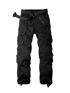 ochenta men's military cargo pants with 8 pockets, relax fit for casual work combat army trousers black 42