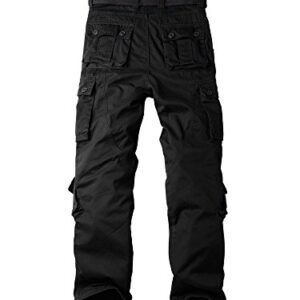 OCHENTA Men's Military Cargo Pants with 8 Pockets, Relax fit for Casual Work Combat Army Trousers Black 42