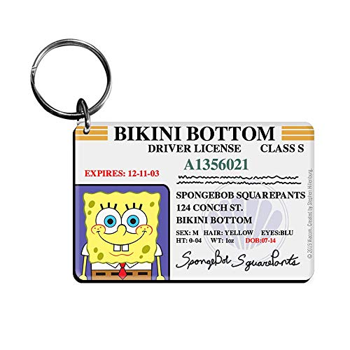 SpongeBob Bikini Bottom Drivers License Keychain Bundle - 3 Pack - SpongeBob, Patrick, Mr. Krabs Keychains