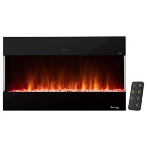 e-flame usa hampshire 36-inch wall mount/wall insert led electric fireplace heater with timer - realistic 3-d logs and fire effect