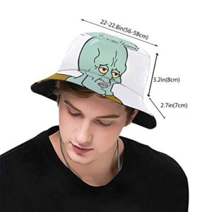 Handsome Squidward Meme Unisex Bucket Hat Summer Travel Beach Sun Hats Outdoor Cap