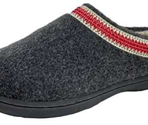 Clarks Womens Wool Felt Clog Slippers Warm Cozy Indoor Outdoor Faux Plush Soft Fur Lined Slipper for Women (Charcoal, 9 M US)