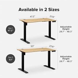 mopio Solid Wood Sterling Electric Height Adjustable Standing Desk, Sit Stand Desk Workstation, 3 Adjustable Memory Setting and Stand Alarm 100% Solid Wood (47", Natural)