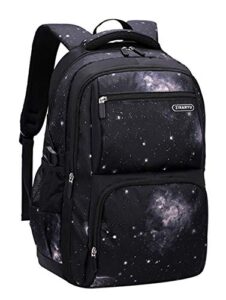 jiayou space pattern galaxy backpack boys primary junior middle school daypack men high middle school laptop bag(black star,backpack only)