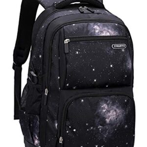 JiaYou Space Pattern Galaxy Backpack Boys Primary Junior Middle School Daypack Men High Middle School Laptop Bag(Black Star,Backpack Only)