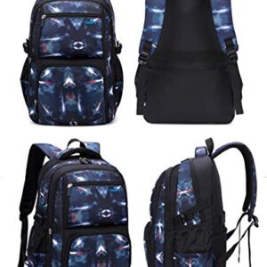 JiaYou Space Pattern Galaxy Backpack Boys Primary Junior Middle School Daypack Men High Middle School Laptop Bag(Black Star,Backpack Only)