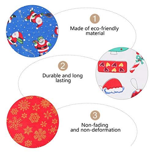 Kisangel Quilting Fabric 9pcs Christmas Cotton Fabric Bundles Square Sewing Precut Patchwork Printed Scraps for DIY Xmas Stocking Tree Wreath Doll Dress Scrapbook 25x25cm (Colorful)