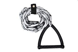 wakesurf rope with handle - adjustable 25 foot tow rope with 10" handle (white)