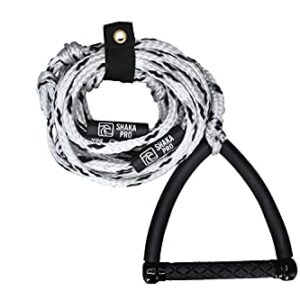 Wakesurf Rope with Handle - Adjustable 25 Foot Tow Rope with 10" Handle (White)