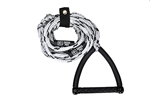 Wakesurf Rope with Handle - Adjustable 25 Foot Tow Rope with 10" Handle (White)