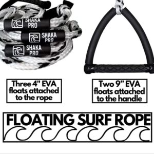 Wakesurf Rope with Handle - Adjustable 25 Foot Tow Rope with 10" Handle (White)