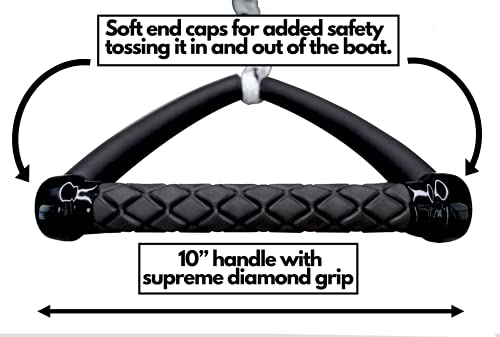 Wakesurf Rope with Handle - Adjustable 25 Foot Tow Rope with 10" Handle (White)