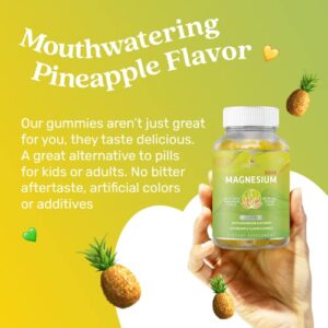 BeLive Magnesium Gummies 200mg - 60 Ct | Magnesium Glycinate Supplements for Relaxation, Stress Relief, and Sleep for Adults & Kids - Tasty and Tangy Pineapple Flavor