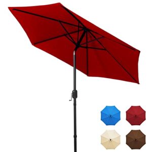 love story 7.5 ft patio umbrella outdoor garden table umbrella with push button tilt and crank, 6 ribs-red