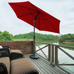 LOVE STORY 7.5 Ft Patio Umbrella Outdoor Garden Table Umbrella with Push Button Tilt and Crank, 6 Ribs-Red