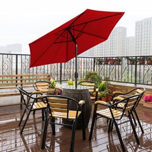 LOVE STORY 7.5 Ft Patio Umbrella Outdoor Garden Table Umbrella with Push Button Tilt and Crank, 6 Ribs-Red