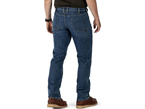 5.11 Tactical Men's Defender-Flex Straight Jeans, Mechanical Stretch Fabric, Classic Pockets, Style 74477, Medium Wash Indigo, 36W X 30L