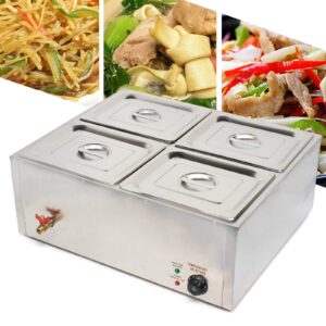 110v 4-pan commercial food warmer 6-inch deep food grade stainless steel commercial food steam table electric countertop food warmer restaurant warming buffet server for catering and restaurants