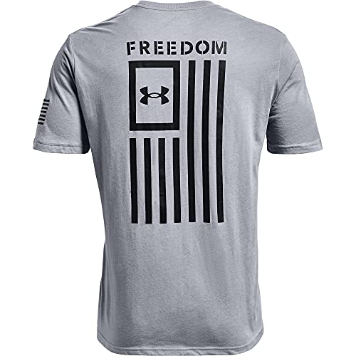 Under Armour Men's New Freedom Flag T-Shirt , Steel Medium Heather (035)/Black , X-Large
