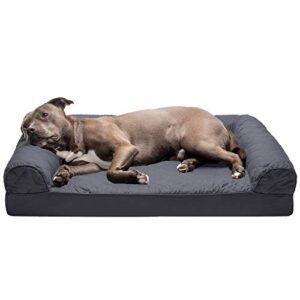 furhaven orthopedic dog bed for large/medium dogs w/ removable bolsters & washable cover, for dogs up to 55 lbs - quilted sofa - iron gray, large