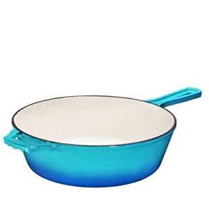 Bruntmor Caribbean 3QT Cast Iron Dutch Oven & Skillet Combo, Enamel Coated Cookware, Perfect for Braising, Casseroles and Slow Cooking