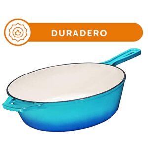 Bruntmor Caribbean 3QT Cast Iron Dutch Oven & Skillet Combo, Enamel Coated Cookware, Perfect for Braising, Casseroles and Slow Cooking