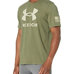 Under Armour Men's New Freedom Logo T-Shirt , Marine Od Green (390)/Desert Sand , XX-Large