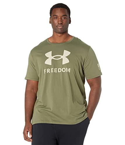 Under Armour Men's New Freedom Logo T-Shirt , Marine Od Green (390)/Desert Sand , XX-Large