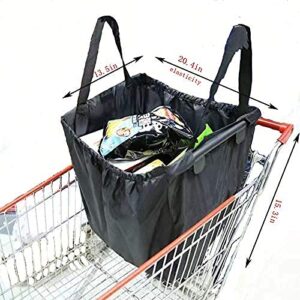 Yi-Yi 2Packs Reusable Foldable Shopping Cart Grab Bags and Grocery Organizer Designed for Trolley Carts by Modern Day Living (Black)