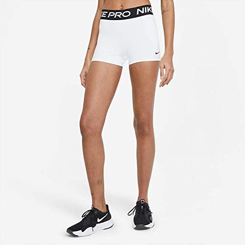 Nike Womens Pro 3" Shorts (White/Black/Black, Small)