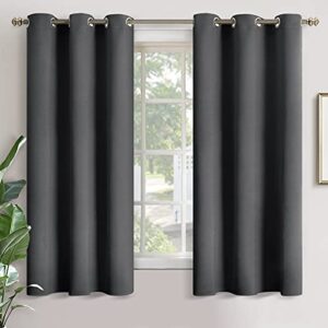 youngstex blackout curtains for bedroom - thermal insulated room darkening curtains grommet window drapes for living room, 2 panels, 42 x 63 inch, dark grey