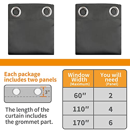 YoungsTex Blackout Curtains for Bedroom - Thermal Insulated Room Darkening Curtains Grommet Window Drapes for Living Room, 2 Panels, 42 x 63 Inch, Dark Grey