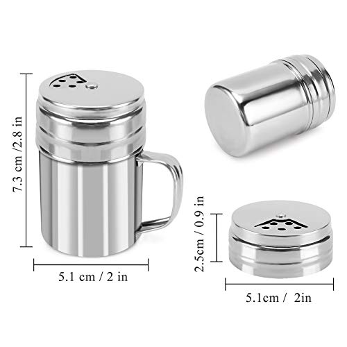 Accmor 2pcs Salt and Pepper Shakers with Adjustable Pour Holes,Pepper Spice Shakers,Stainless Steel Seasoning Shakers for Salt Pepper Cinnamon Powder Sugar