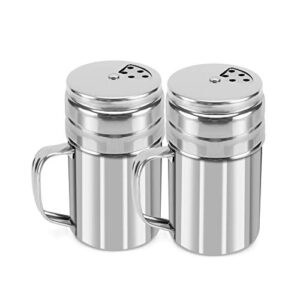 accmor 2pcs salt and pepper shakers with adjustable pour holes,pepper spice shakers,stainless steel seasoning shakers for salt pepper cinnamon powder sugar