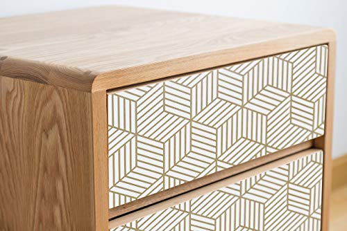 Gold and White Geometric Wallpaper Peel and Stick Wallpaper Hexagon Removable Self Adhesive Wallpaper Gold Stripes Geometric Paper Vinyl Film Decorative Shelf Drawer Liner Roll Waterproof 17.7”×118”