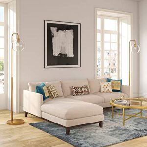 Henn&Hart Harrison Arc Floor Lamp with Glass Shade in Brass/Clear, 62" Tall