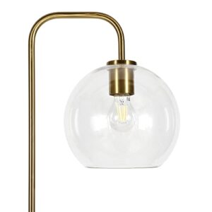 Henn&Hart Harrison Arc Floor Lamp with Glass Shade in Brass/Clear, 62" Tall