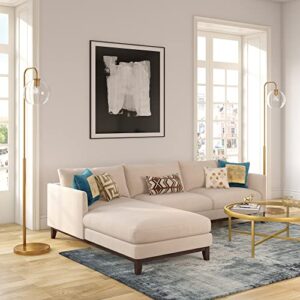 Henn&Hart Harrison Arc Floor Lamp with Glass Shade in Brass/Clear, 62" Tall