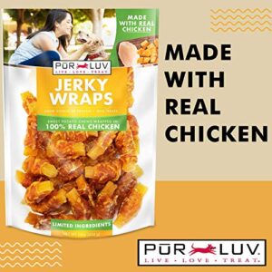 Pur Luv Chicken and Sweet Potato Jerky Wraps Rawhide Free Dog Treats, Healthy, Easily Digestible, Long Lasting, and High Protein Dog Treat, 16 oz, Brown