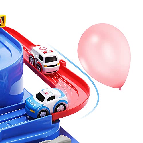 TEMI Kids Race Track Toys for Boy Car Adventure Toy for 3 4 5 6 7 Years Old Boys Girls, Puzzle Rail Car, City Rescue Playsets Magnet Toys 3 Mini Cars, Preschool Educational Car Games Gift Toys