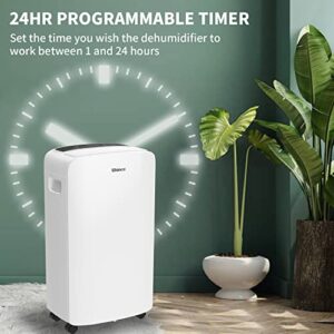 Shinco 40 Pints Dehumidifier for Home and Basements, 2000 Sq.Ft Dehumidifier with Drain Hose, Auto or Manual Drainage, Auto Defrost, Quietly Remove Moisture, Intelligent Humidity Control, 24HR Timer