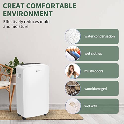 Shinco 40 Pints Dehumidifier for Home and Basements, 2000 Sq.Ft Dehumidifier with Drain Hose, Auto or Manual Drainage, Auto Defrost, Quietly Remove Moisture, Intelligent Humidity Control, 24HR Timer