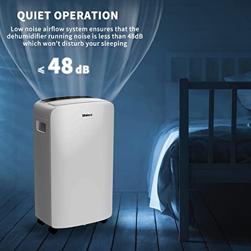 Shinco 40 Pints Dehumidifier for Home and Basements, 2000 Sq.Ft Dehumidifier with Drain Hose, Auto or Manual Drainage, Auto Defrost, Quietly Remove Moisture, Intelligent Humidity Control, 24HR Timer